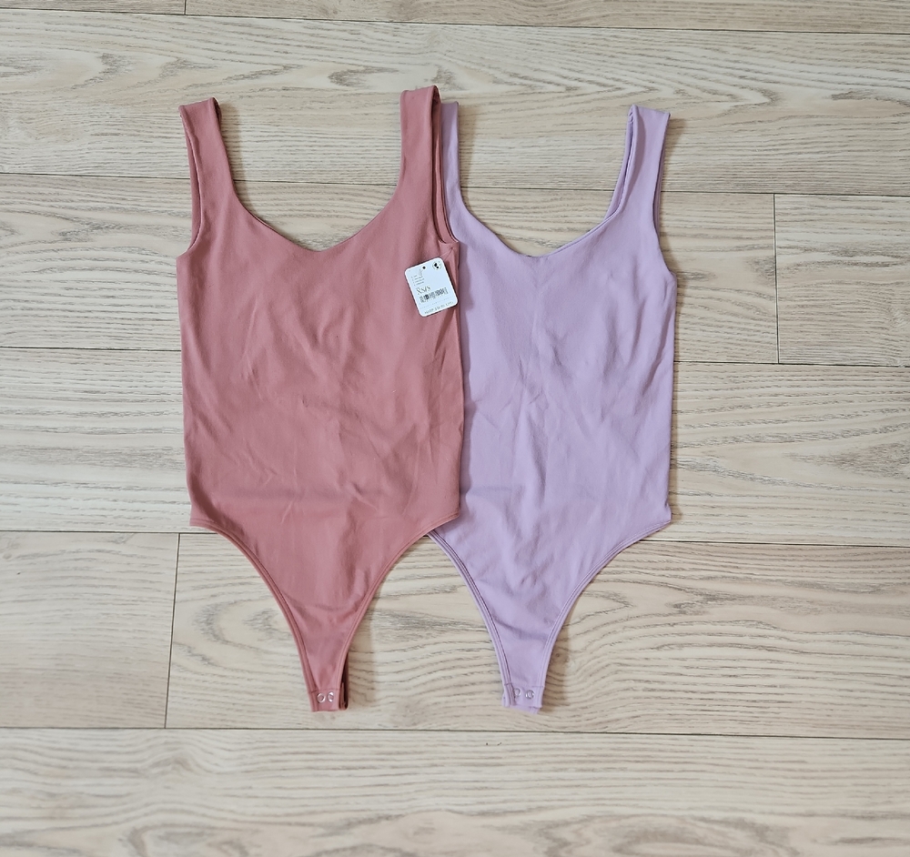 Free People WOMEN'S Thong Bodysuit Set - Mauve and Lavender
